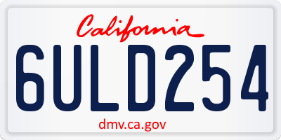 CA license plate 6ULD254