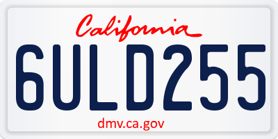 CA license plate 6ULD255