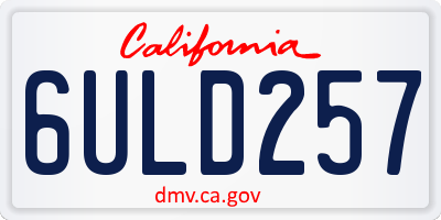 CA license plate 6ULD257