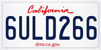 CA license plate 6ULD266