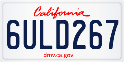 CA license plate 6ULD267