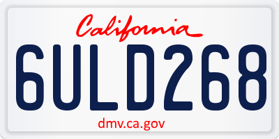 CA license plate 6ULD268
