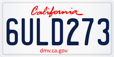 CA license plate 6ULD273
