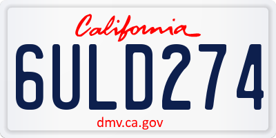 CA license plate 6ULD274