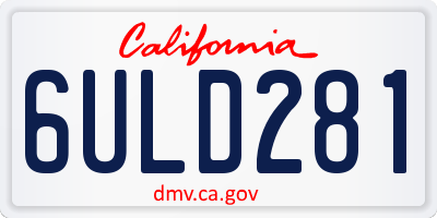 CA license plate 6ULD281
