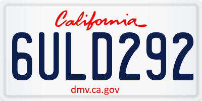 CA license plate 6ULD292