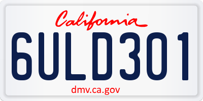 CA license plate 6ULD301