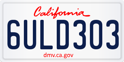 CA license plate 6ULD303