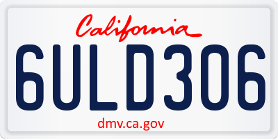 CA license plate 6ULD306