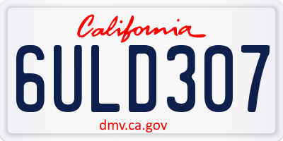 CA license plate 6ULD307