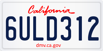 CA license plate 6ULD312