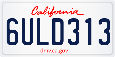 CA license plate 6ULD313