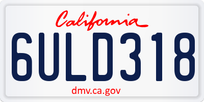 CA license plate 6ULD318