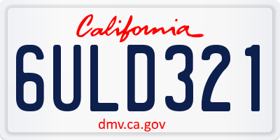 CA license plate 6ULD321