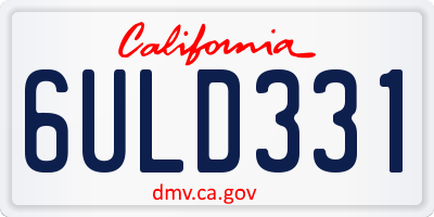 CA license plate 6ULD331
