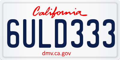 CA license plate 6ULD333