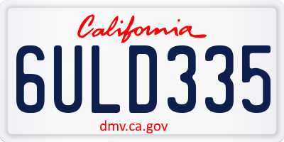 CA license plate 6ULD335