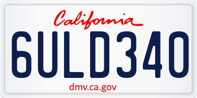 CA license plate 6ULD340