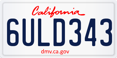 CA license plate 6ULD343