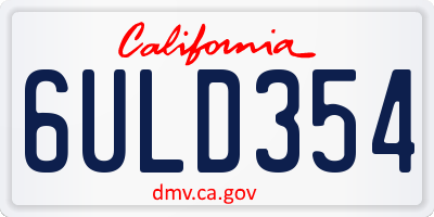 CA license plate 6ULD354