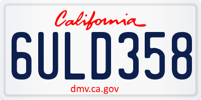 CA license plate 6ULD358