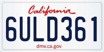 CA license plate 6ULD361