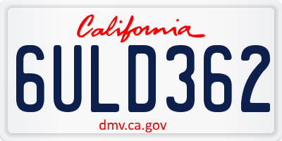 CA license plate 6ULD362