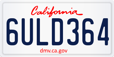 CA license plate 6ULD364