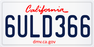 CA license plate 6ULD366