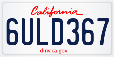 CA license plate 6ULD367