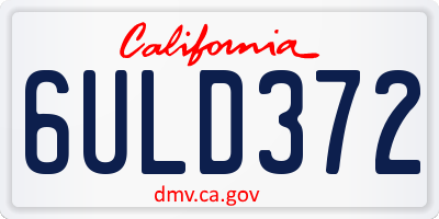 CA license plate 6ULD372