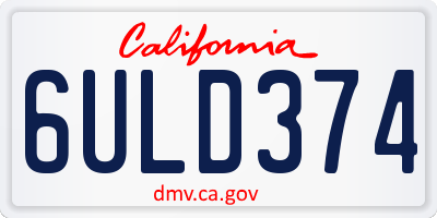 CA license plate 6ULD374