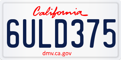CA license plate 6ULD375