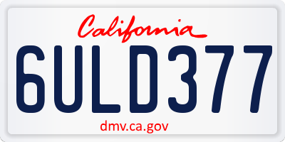 CA license plate 6ULD377