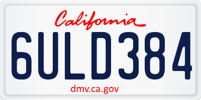CA license plate 6ULD384