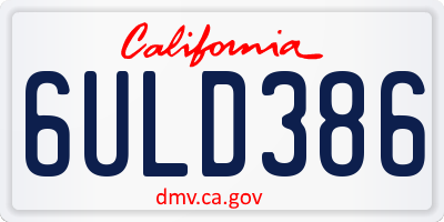CA license plate 6ULD386
