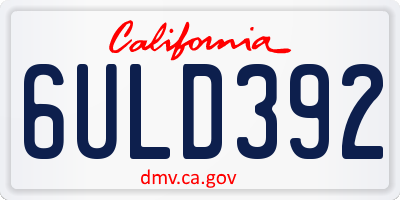 CA license plate 6ULD392