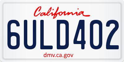 CA license plate 6ULD402