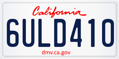 CA license plate 6ULD410