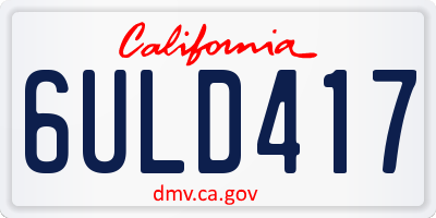 CA license plate 6ULD417
