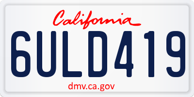 CA license plate 6ULD419