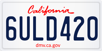 CA license plate 6ULD420