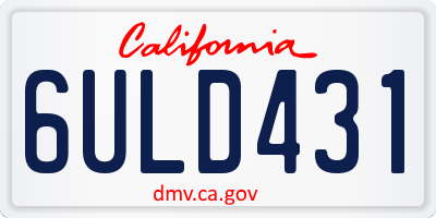 CA license plate 6ULD431