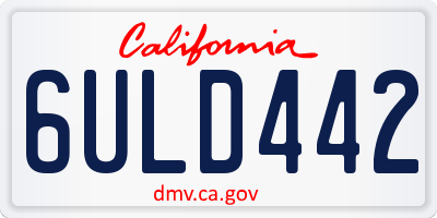 CA license plate 6ULD442