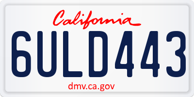 CA license plate 6ULD443