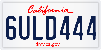 CA license plate 6ULD444