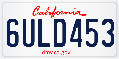 CA license plate 6ULD453