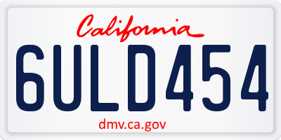 CA license plate 6ULD454