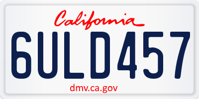 CA license plate 6ULD457