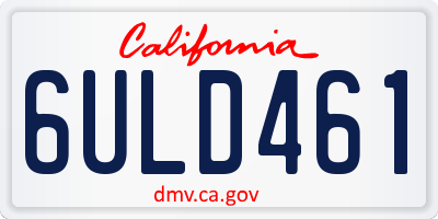 CA license plate 6ULD461